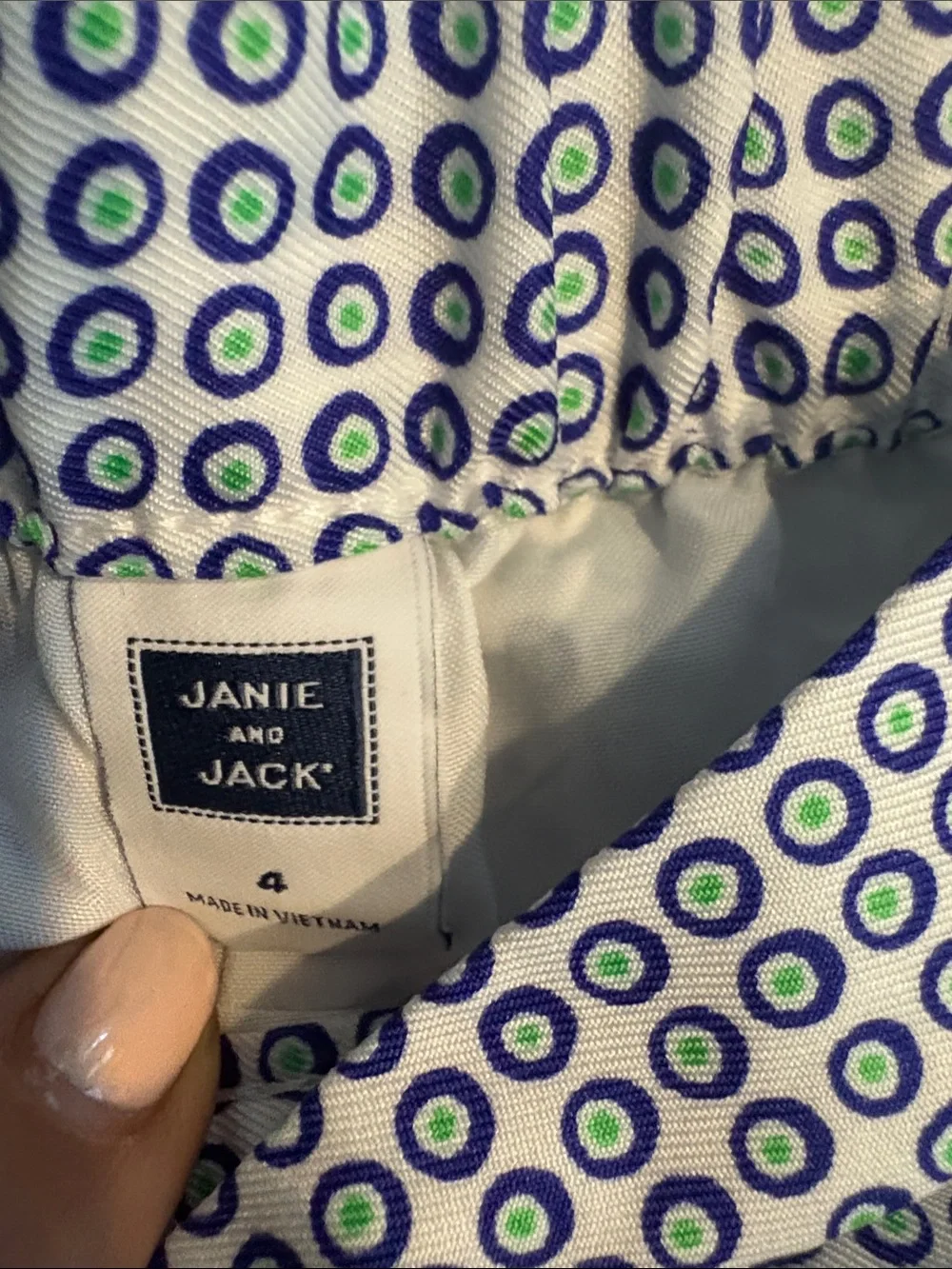 Janie and Jack Green and Navy Geometric Stripe Pajama Pants size 4